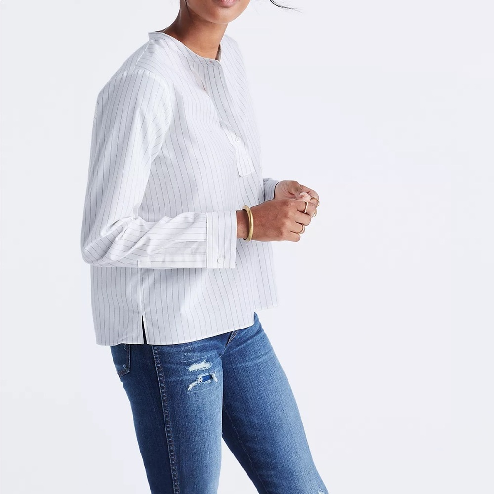 Madewell size small striped popover shirt